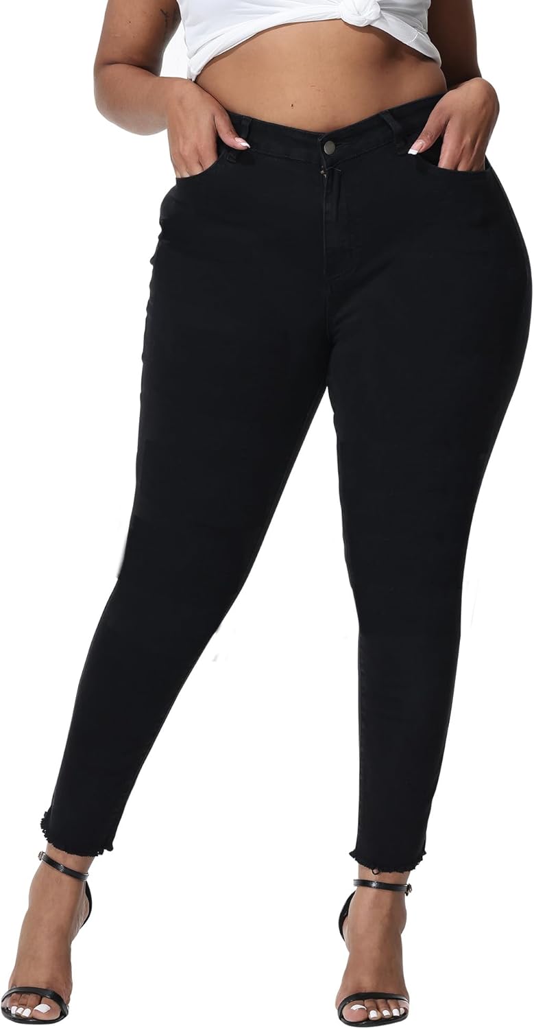 Womens Plus Size Skinny Jeans High Waisted Stretchy Classic
