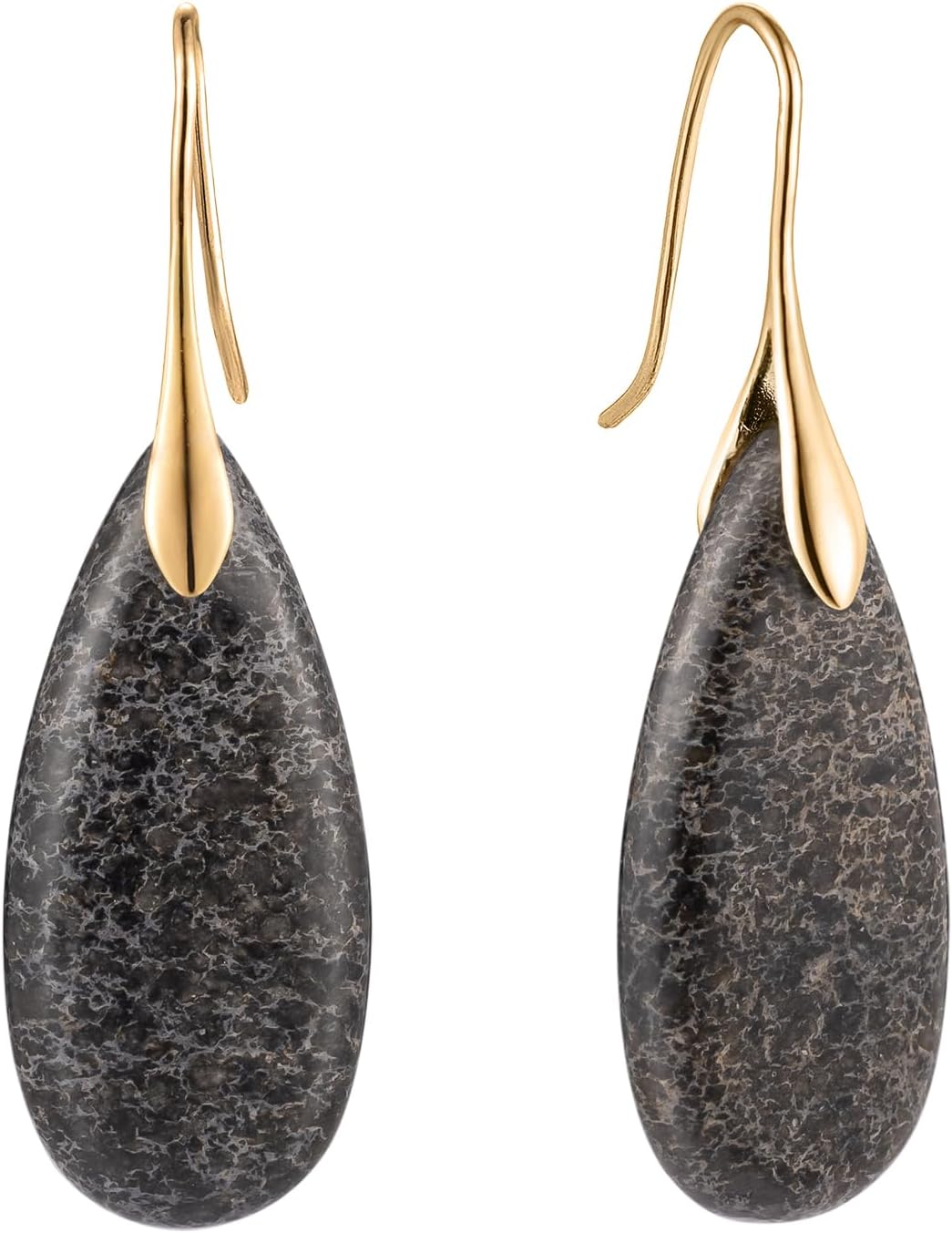 Stone Fishhook Dangle Drop Earrings