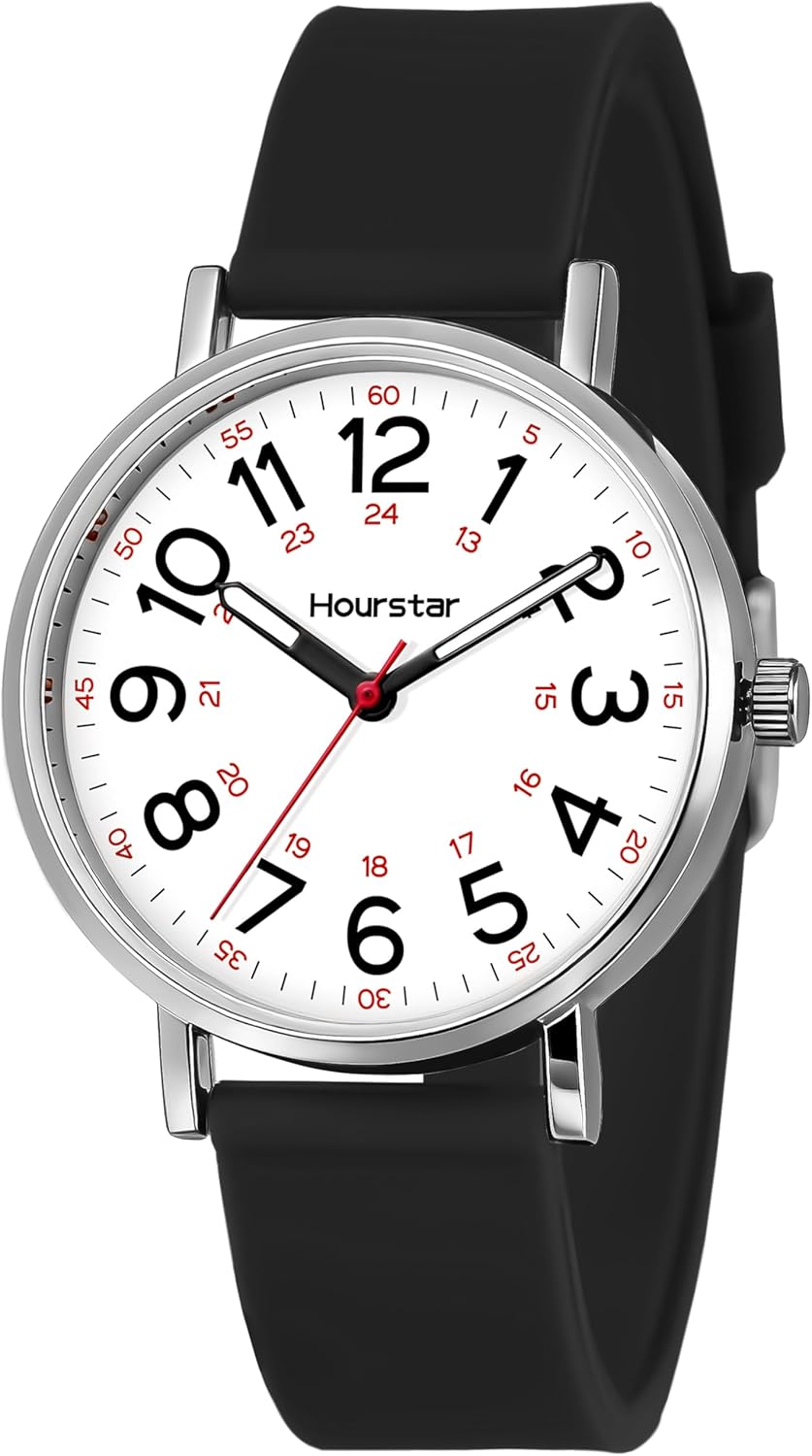 Women's Analog Nurse Watch with Second Hand for Nursing, 12/24 Time, S