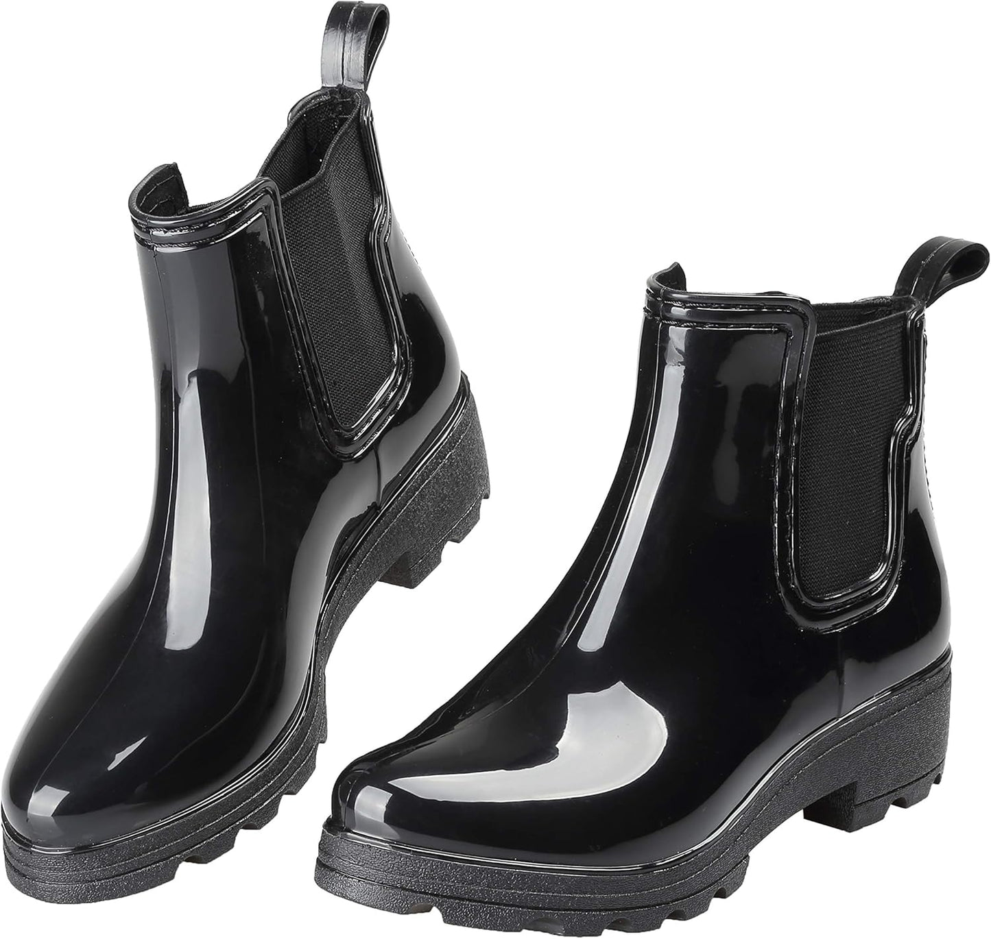 Women's Short Rain Boots Waterproof Slip On Ankle Chelsea