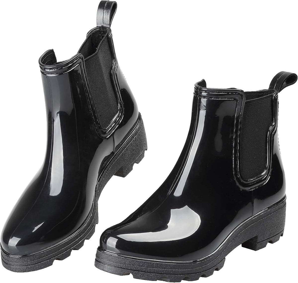 Women's Short Rain Boots Waterproof Slip On Ankle Chelsea