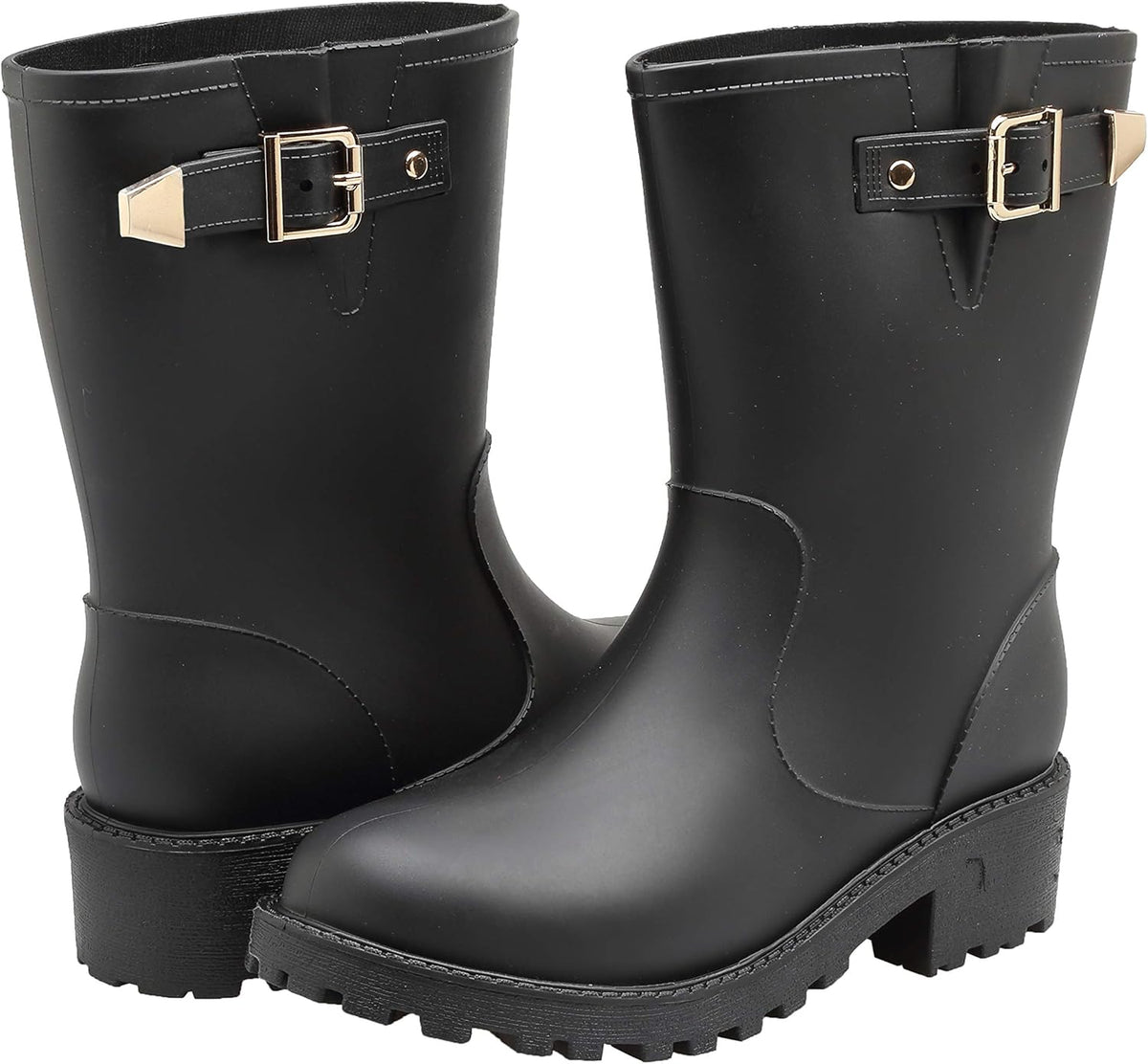 Women's Short Rain Boots Waterproof Slip On Ankle Chelsea