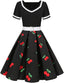 Women Vintage 1950s Dress 50s Polka Dot Rockabilly A-Line Swing Tea Party Prom Retro Cocktail Party Swing Dresses with Belt