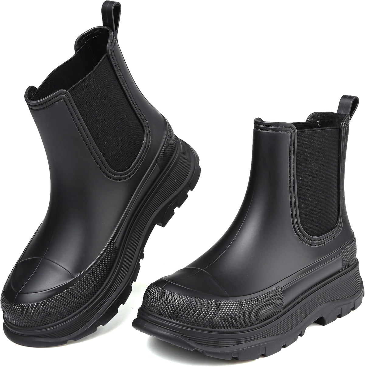 Women's Short Rain Boots Waterproof Slip On Ankle Chelsea