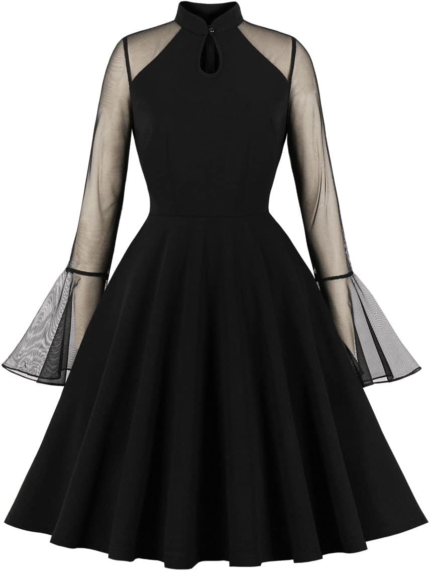 Women's Vintage Polka Dot 1950s Audrey Retro Rockabilly Prom Dress 50's 60's A-Line Cocktail Party Swing Dress