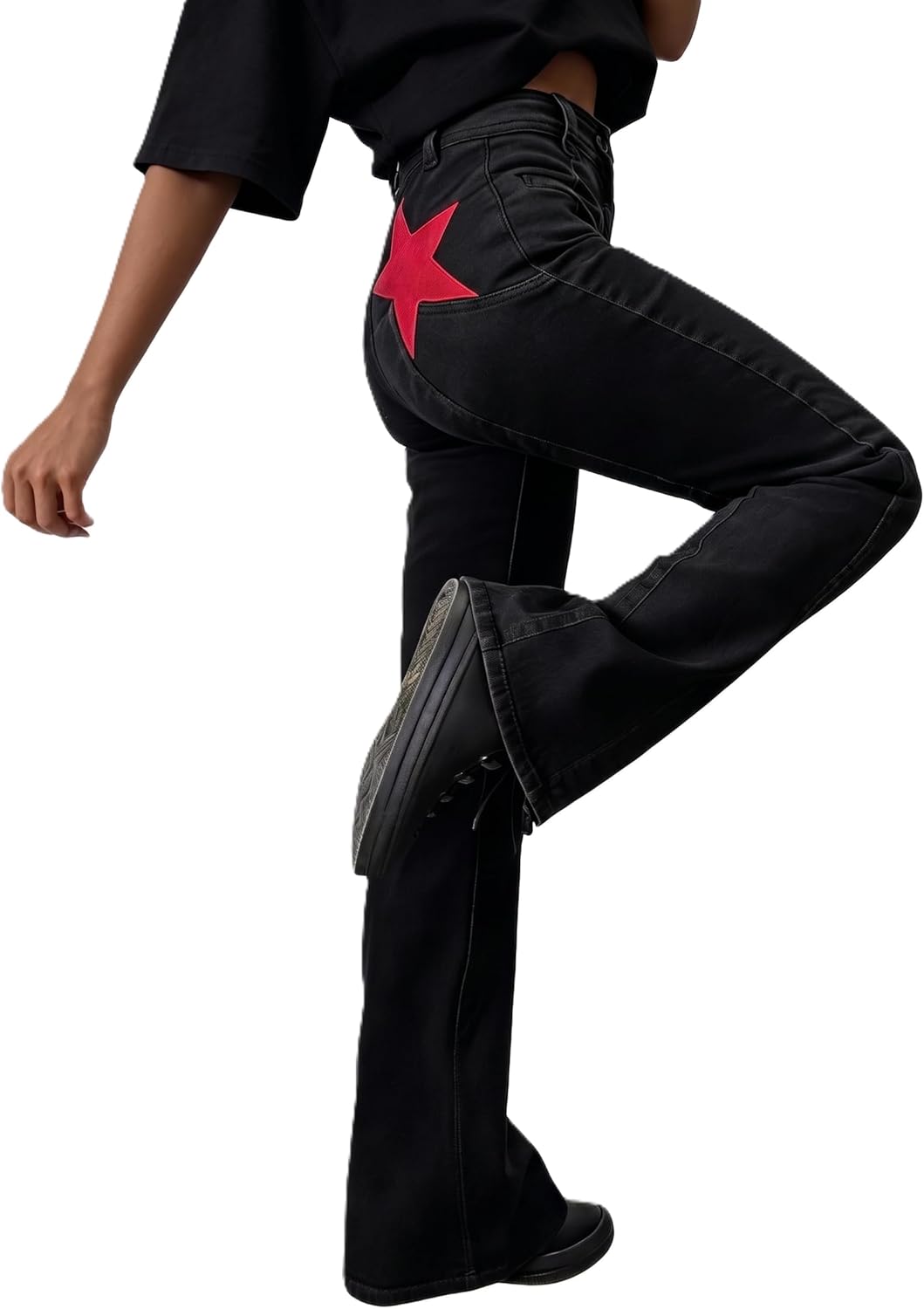 Jeans For Women's Jeans With Star Patches, Vintage Y2k Denim