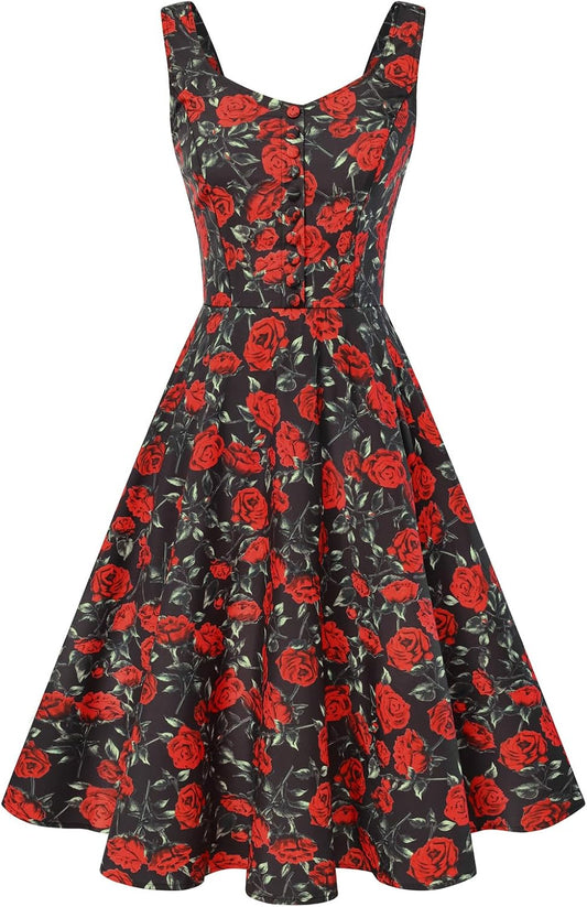 Belle Poque 1950s Vintage Dress for Women Sleeveless Homecoming Dresses Cocktail Party A-Line Summer Dress