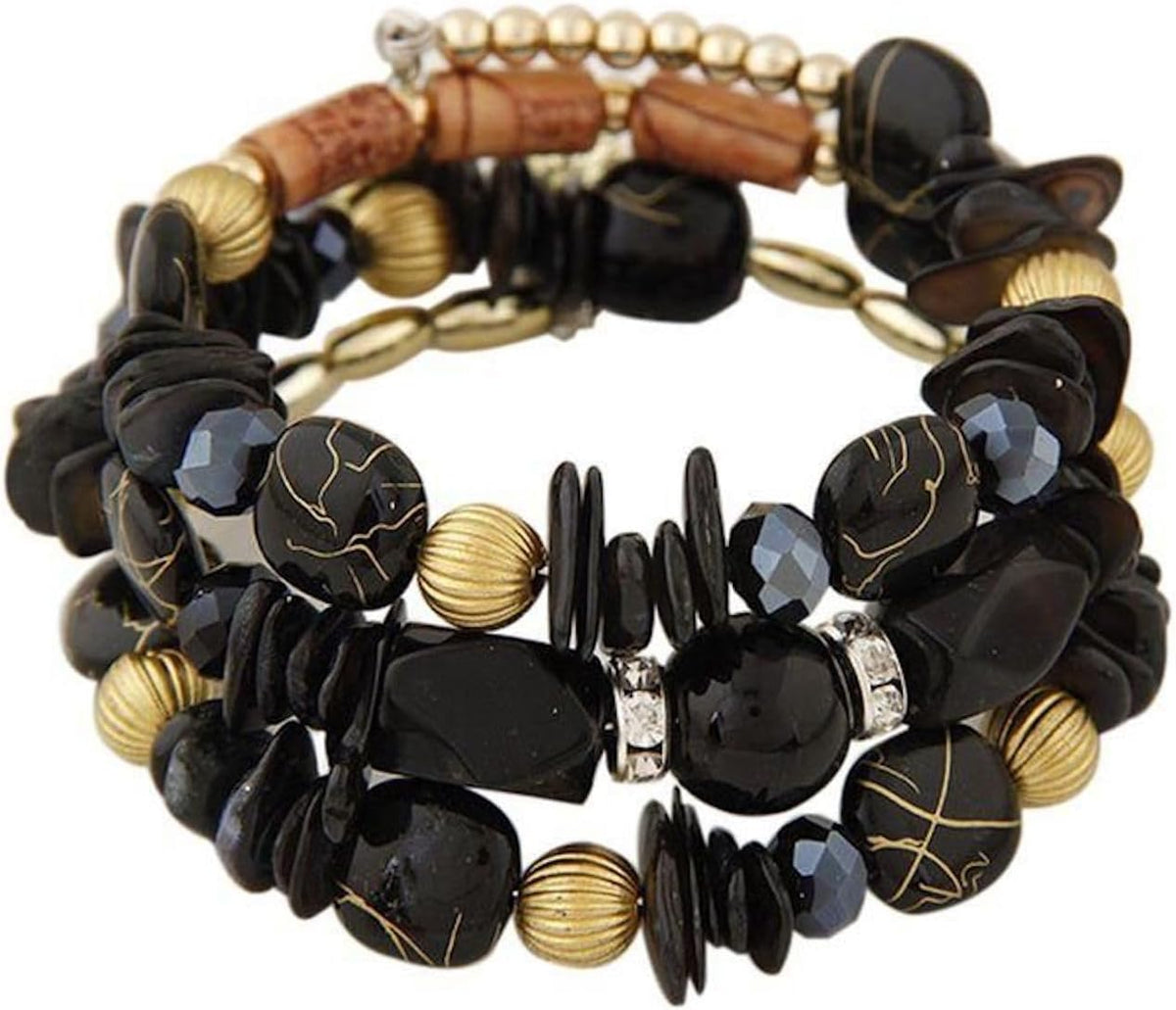 Women Beaded Bracelet Set | Colorful Boho Stackable Trendy Design with Crystal Accents Multilayer Bangle Bracelet | Fashion Stretch Braclets Jewelry for Women