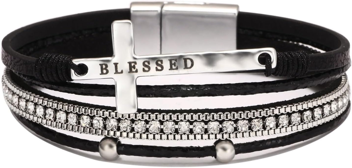Fesciory Leather Wrap Bracelet for Women, Boho Western Layered Cuff Jewelry