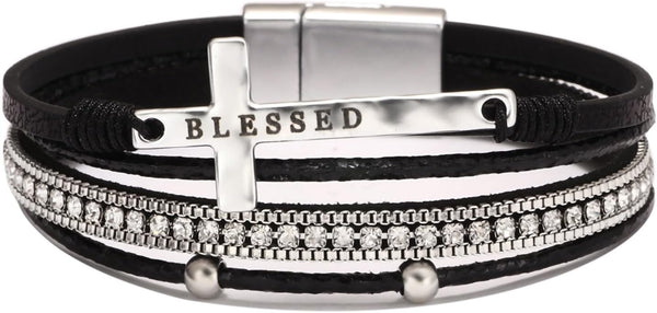 Fesciory Leather Wrap Bracelet for Women, Boho Western Layered Cuff Jewelry