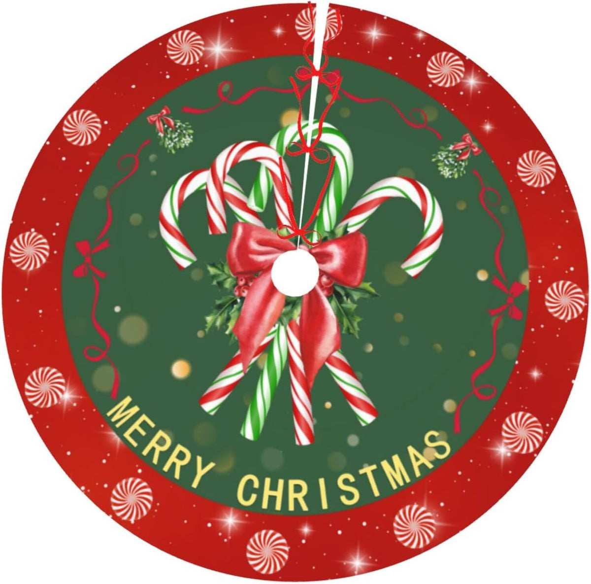 Wicca Moon Phase Witchy Star Magic Mushroom 36 Inch Christmas Tree Skirt Carpet Mat Funny Party Soft Cover Mat Decor Supplies for Xmas Halloween Decorations Occasion Farmhouse