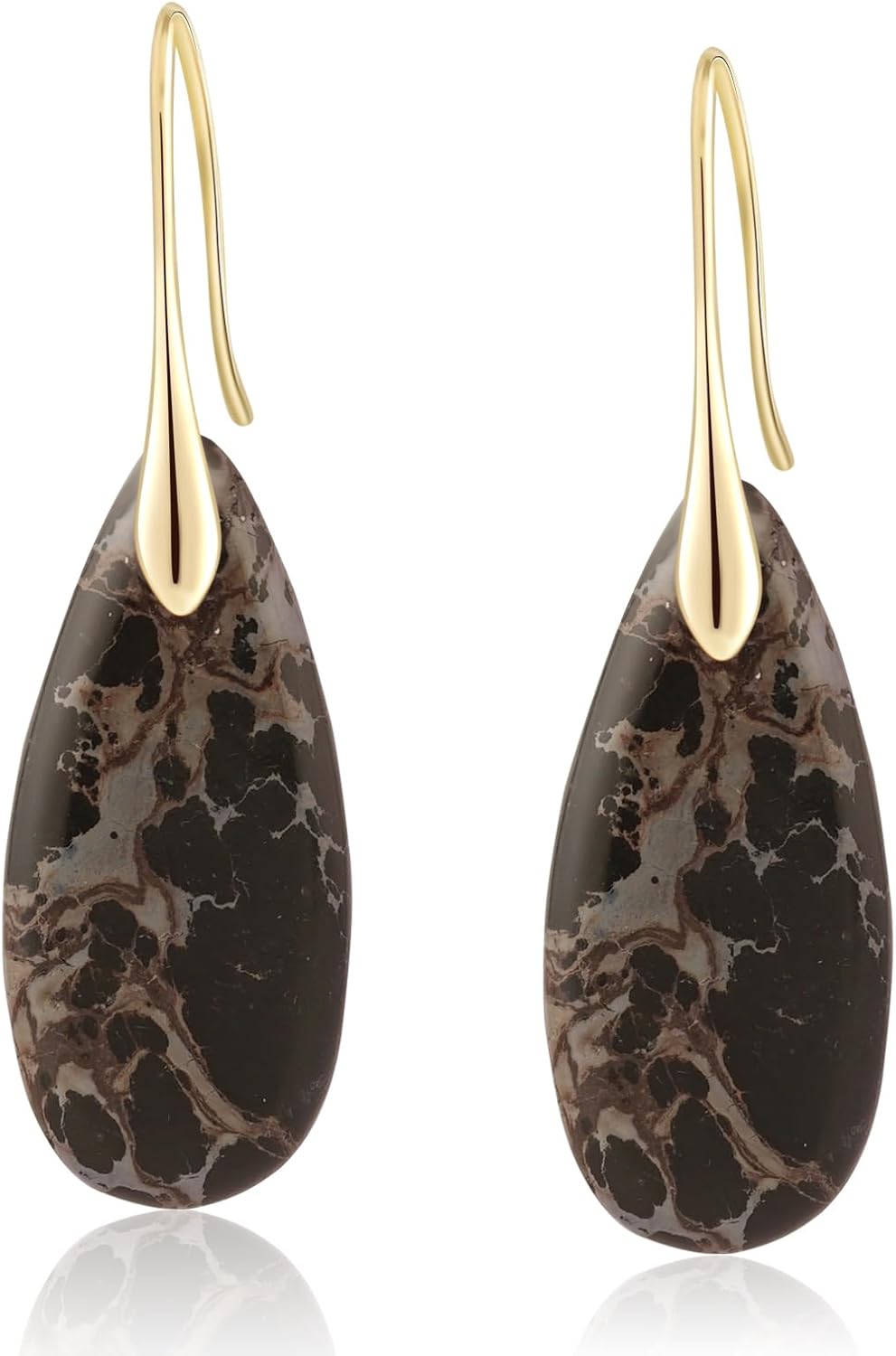 Natural Healing Stone Fishhoop Dangle Drop Earrings Statement Gold silver earrings