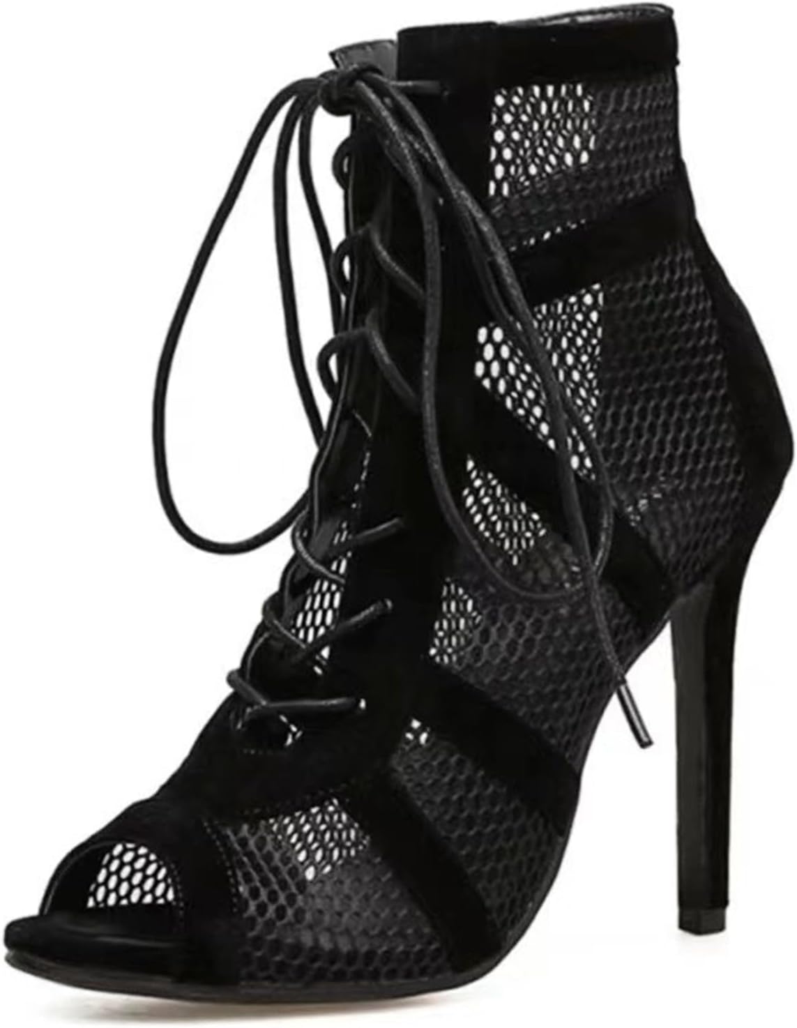 UTIKLIOU Women's Mesh Sandals Peep Toe High Top Sandals Lace Up Summer Boots Buckle Strap Party Sexy Pump Shoes Open toe