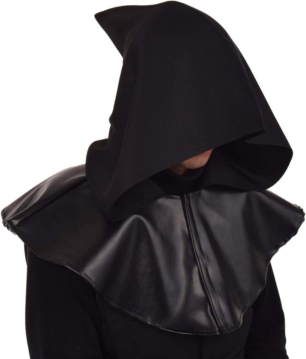 BLESSUME Medieval Cowl Hat Cross Necklace Wicca Pagan Hood Cosplay Accessory