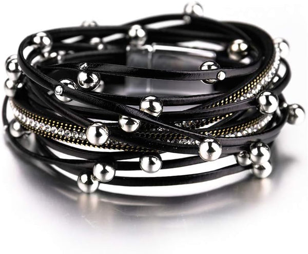 Fesciory Leather Wrap Bracelets for Women, Boho Western Layered Jewelry