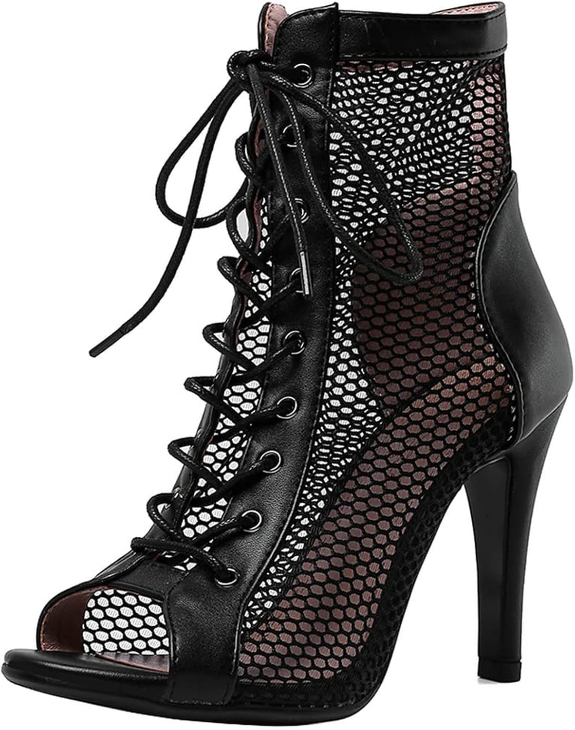 UTIKLIOU Women's Mesh Sandals Peep Toe High Top Sandals Lace Up Summer Boots Buckle Strap Party Sexy Pump Shoes Open toe