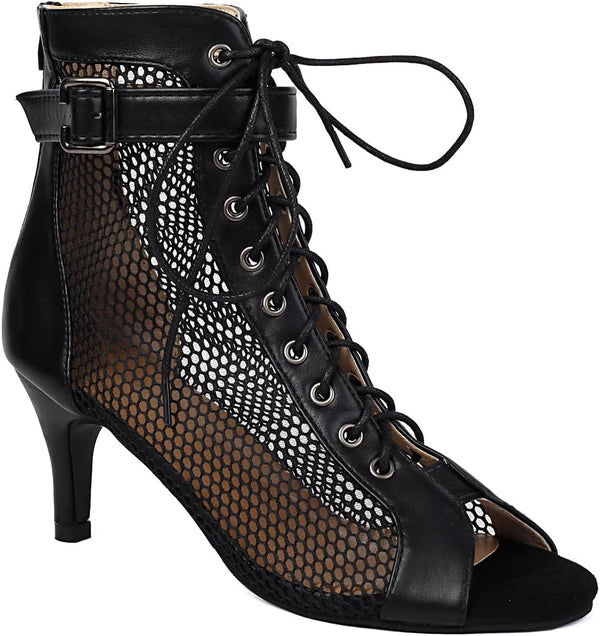 UTIKLIOU Women's Mesh Sandals Peep Toe High Top Sandals Lace Up Summer Boots Buckle Strap Party Sexy Pump Shoes Open toe