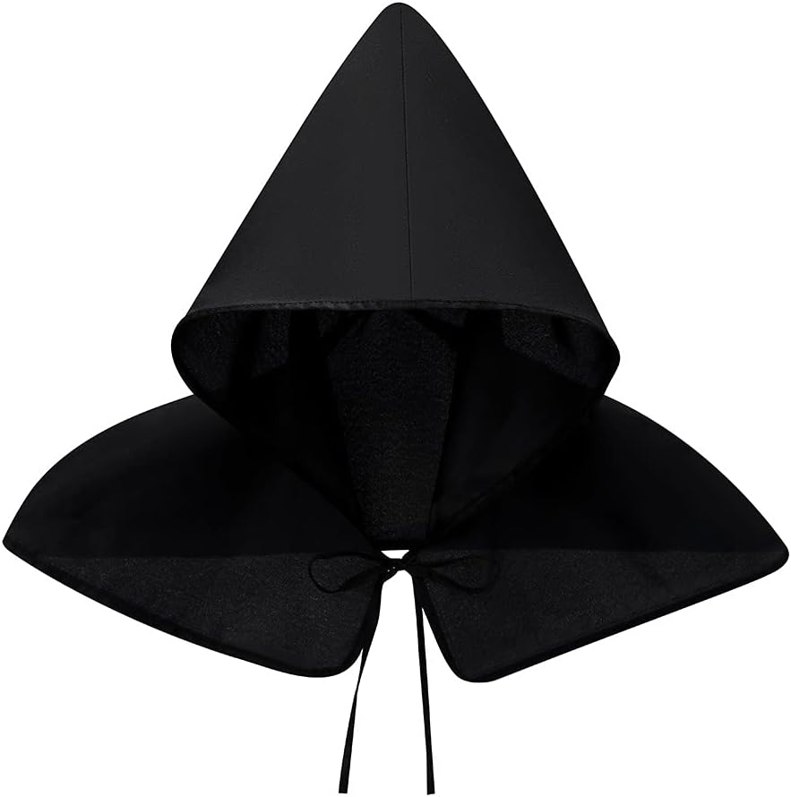 BLESSUME Medieval Cowl Hat Cross Necklace Wicca Pagan Hood Cosplay Accessory