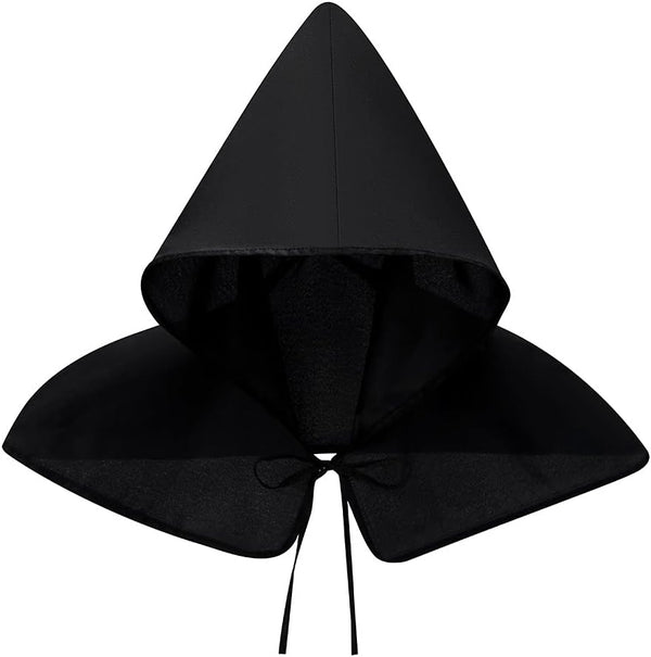 BLESSUME Medieval Cowl Hat Cross Necklace Wicca Pagan Hood Cosplay Accessory