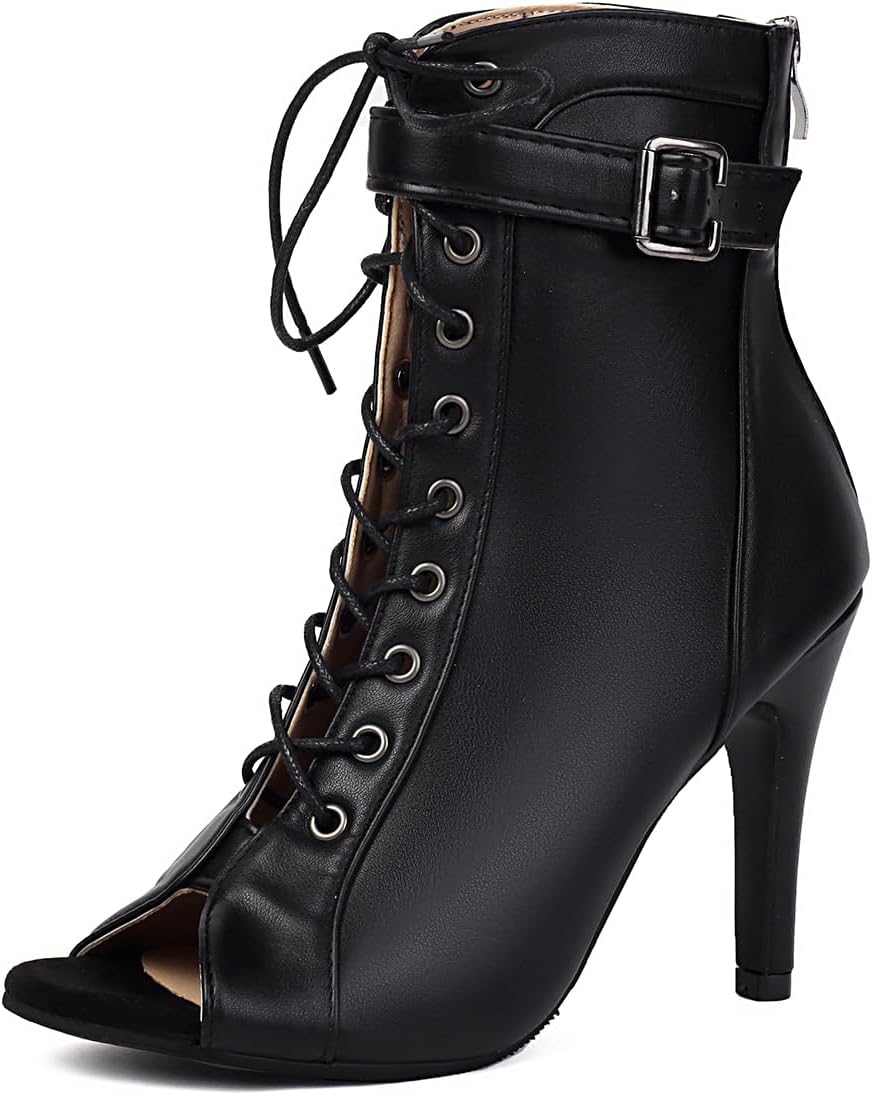UTIKLIOU Women's Mesh Sandals Peep Toe High Top Sandals Lace Up Summer Boots Buckle Strap Party Sexy Pump Shoes Open toe