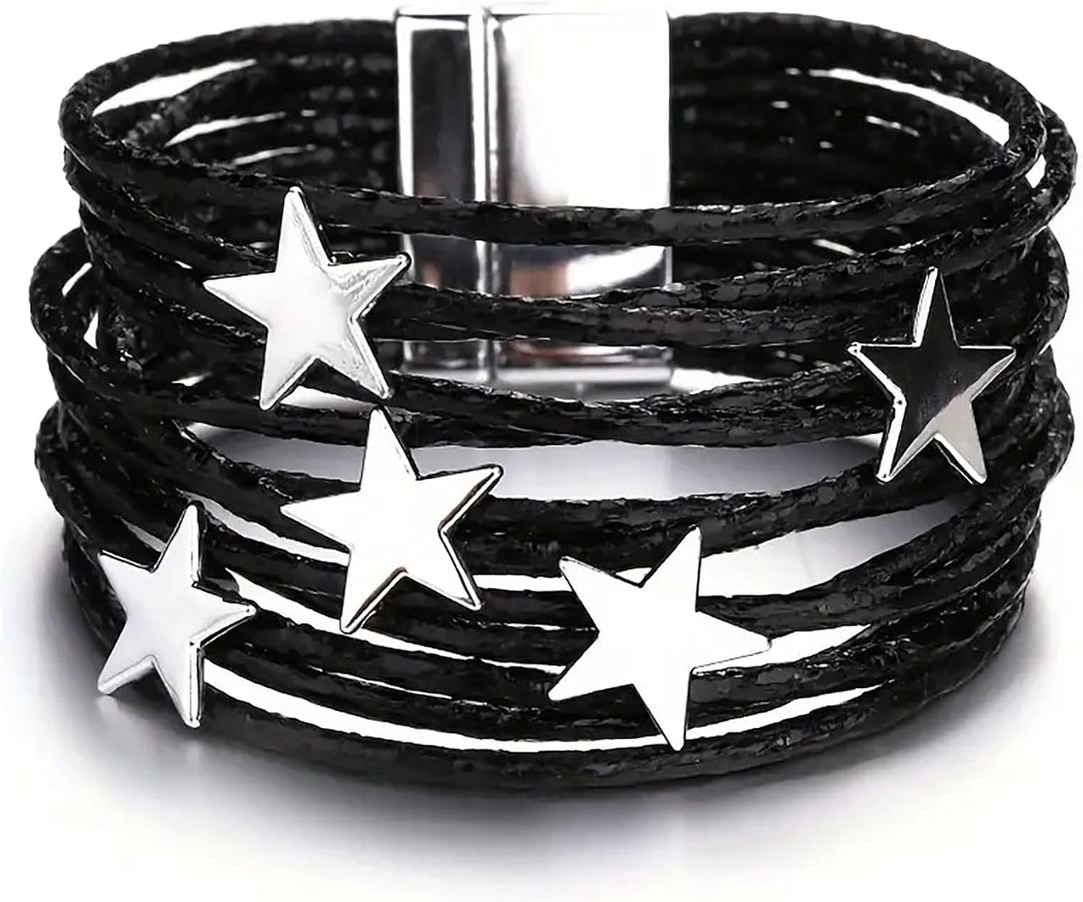 Fesciory Leather Wrap Bracelets for Women, Boho Western Layered Jewelry