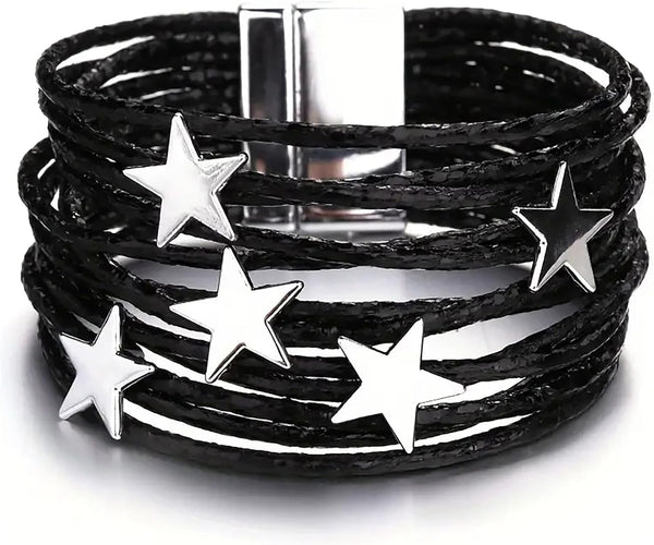 Fesciory Leather Wrap Bracelets for Women, Boho Western Layered Jewelry