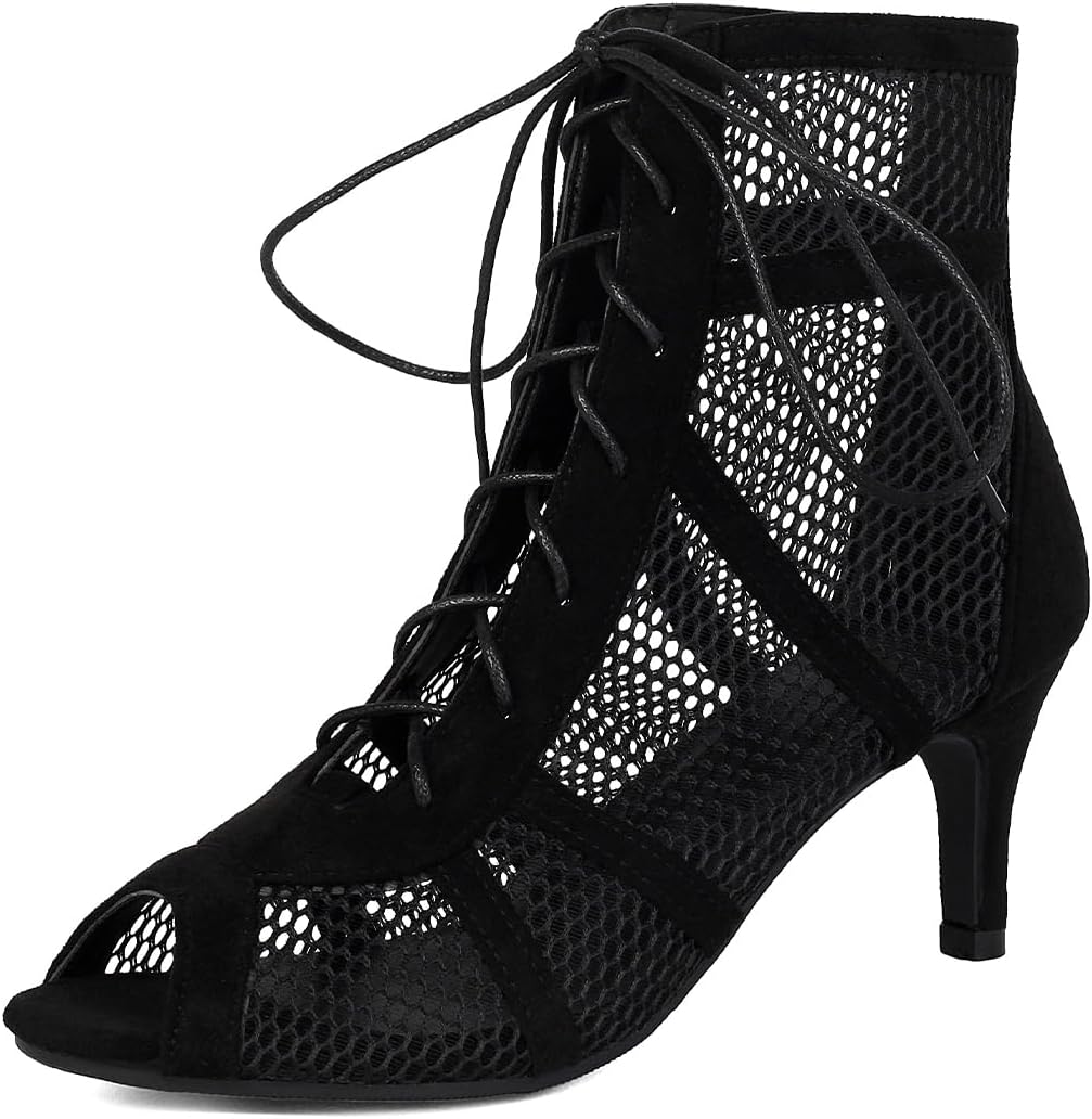 UTIKLIOU Women's Mesh Sandals Peep Toe High Top Sandals Lace Up Summer Boots Buckle Strap Party Sexy Pump Shoes Open toe