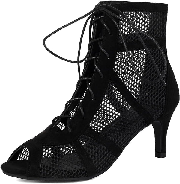 UTIKLIOU Women's Mesh Sandals Peep Toe High Top Sandals Lace Up Summer Boots Buckle Strap Party Sexy Pump Shoes Open toe