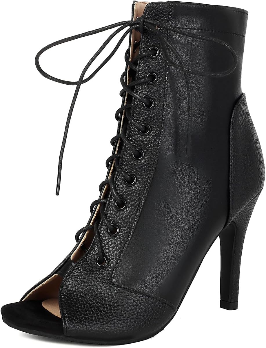 UTIKLIOU Women's Mesh Sandals Peep Toe High Top Sandals Lace Up Summer Boots Buckle Strap Party Sexy Pump Shoes Open toe
