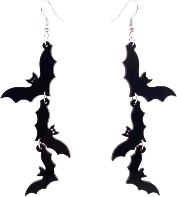Halloween Skull Bat Dangle Drop Earrings for Women