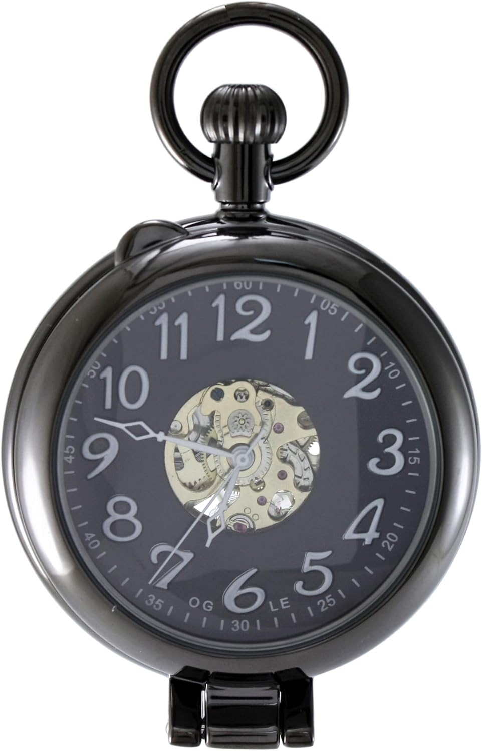 Waterproof Silver Skeleton Half-Hunter Pocket Watch