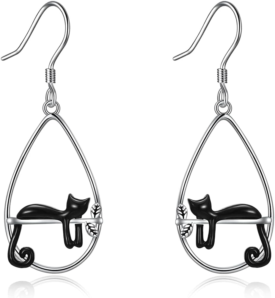 YFN Animal Earrings Sterling Silver Animal Heart Hoop Dangle Earrings Cute Jewelry Gifts for Women