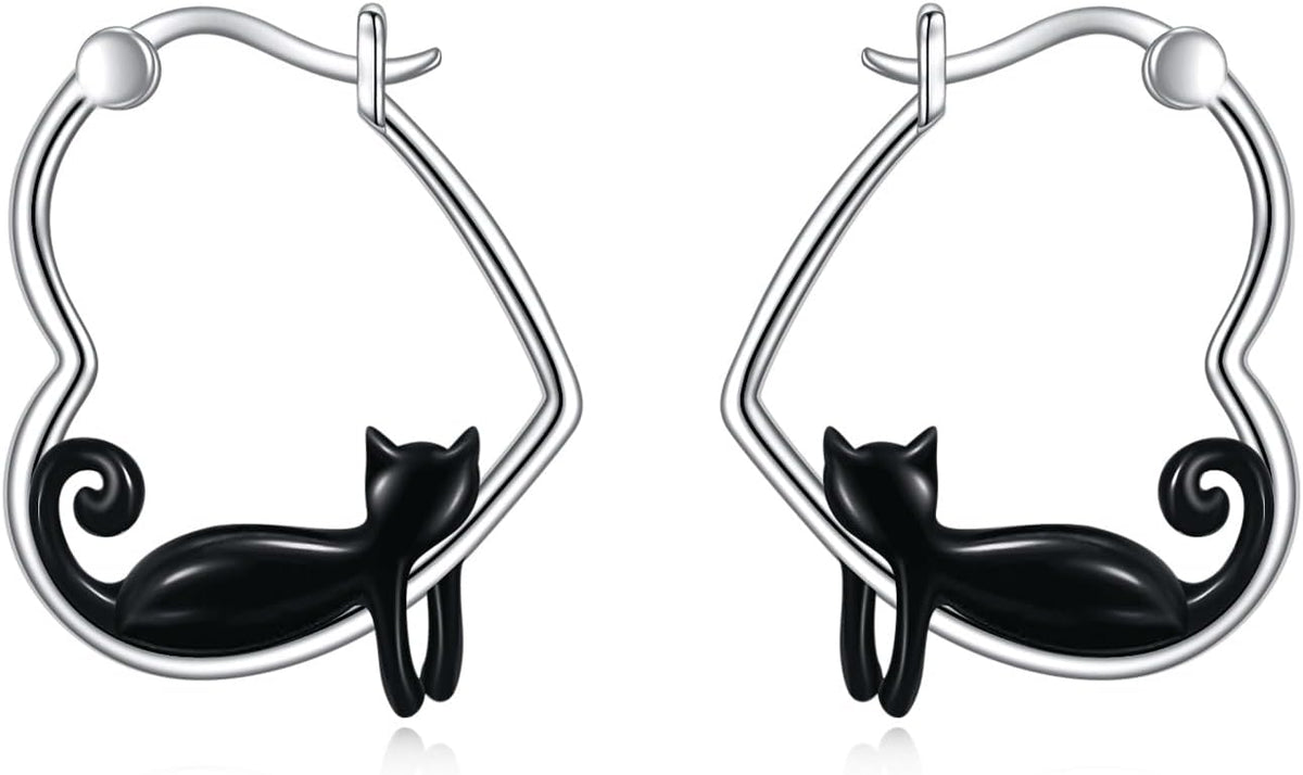 YFN Animal Earrings Sterling Silver Animal Heart Hoop Dangle Earrings Cute Jewelry Gifts for Women