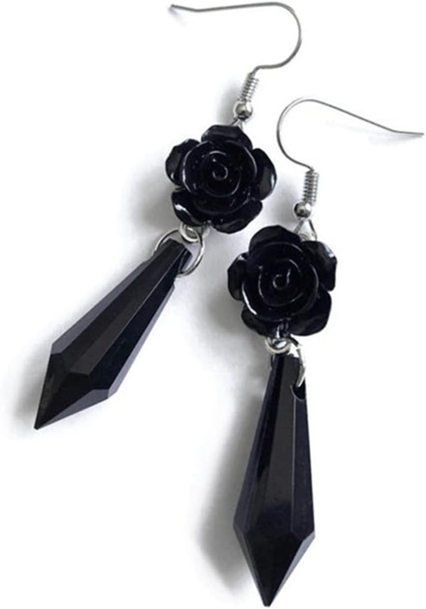 Gothic Dark Bat Dangle Earrings Red Black Crystal Gems Bat Earrings Punk Rock Style Bats Animal Earrings Halloween Costumes Earrings Jewelry for Women