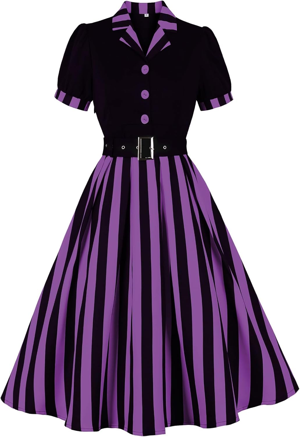 1950s Retro Short-Sleeve Swing Dress