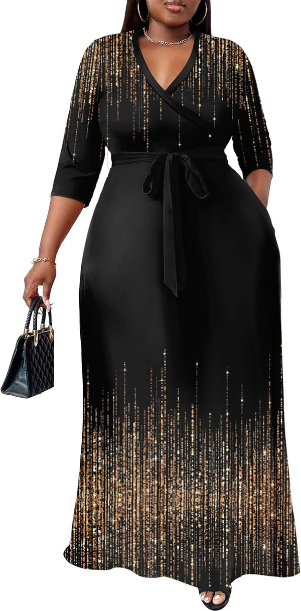 Nmoder Plus Size Maxi Dresses for Curvy Women -Summer Casual Long Fit Dress