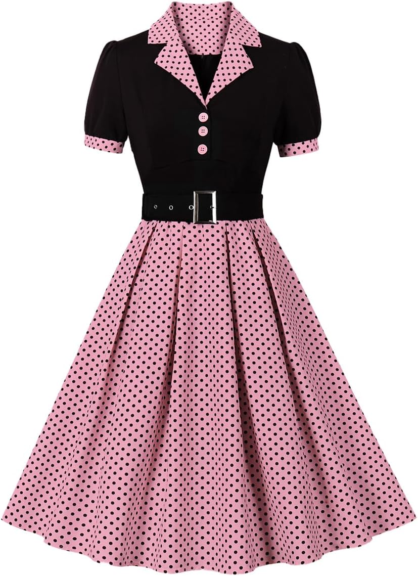 1950s Retro Short-Sleeve Swing Dress Secondary image