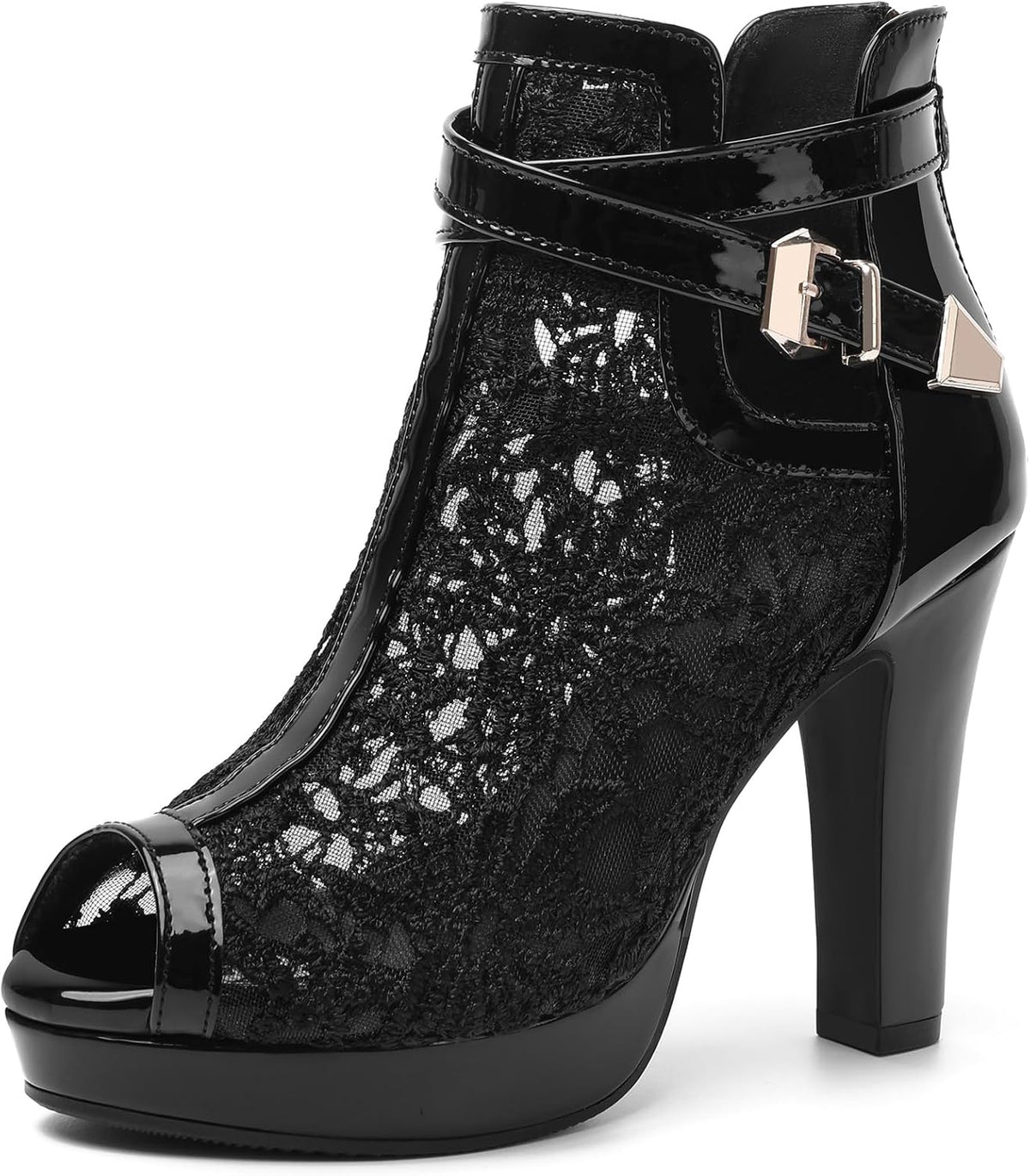 High Heel Boots for Women,Womens Platform Boot Heels Sexy Round Toe Lace UP High Heels Mid Calf Boots