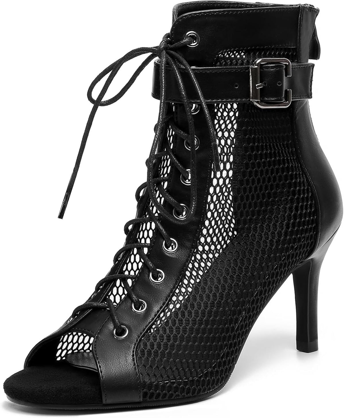 High Heel Boots for Women,Womens Platform Boot Heels Sexy Round Toe Lace UP High Heels Mid Calf Boots