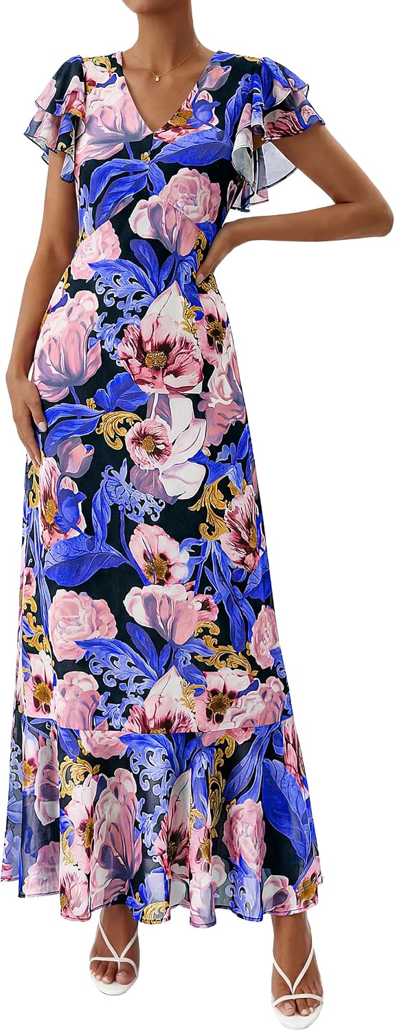 PRETTYGARDEN Womens Summer Boho Floral Maxi Dress