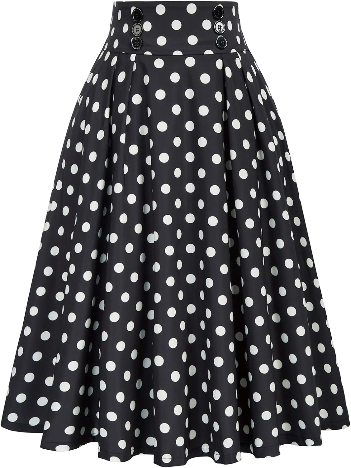 Belle Poque Women's Midi Pleated A-Line Skirts Pockets