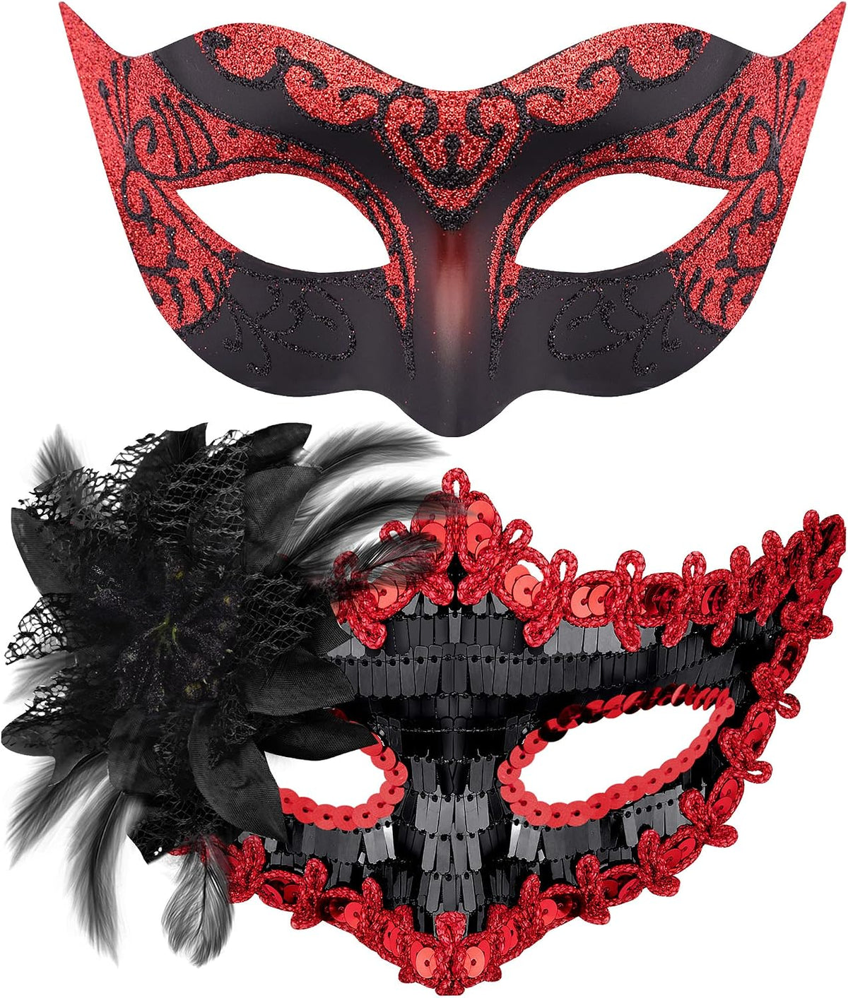 SIQUK Couple Masquerade Masks Set Venetian Party Mask Costume Mask