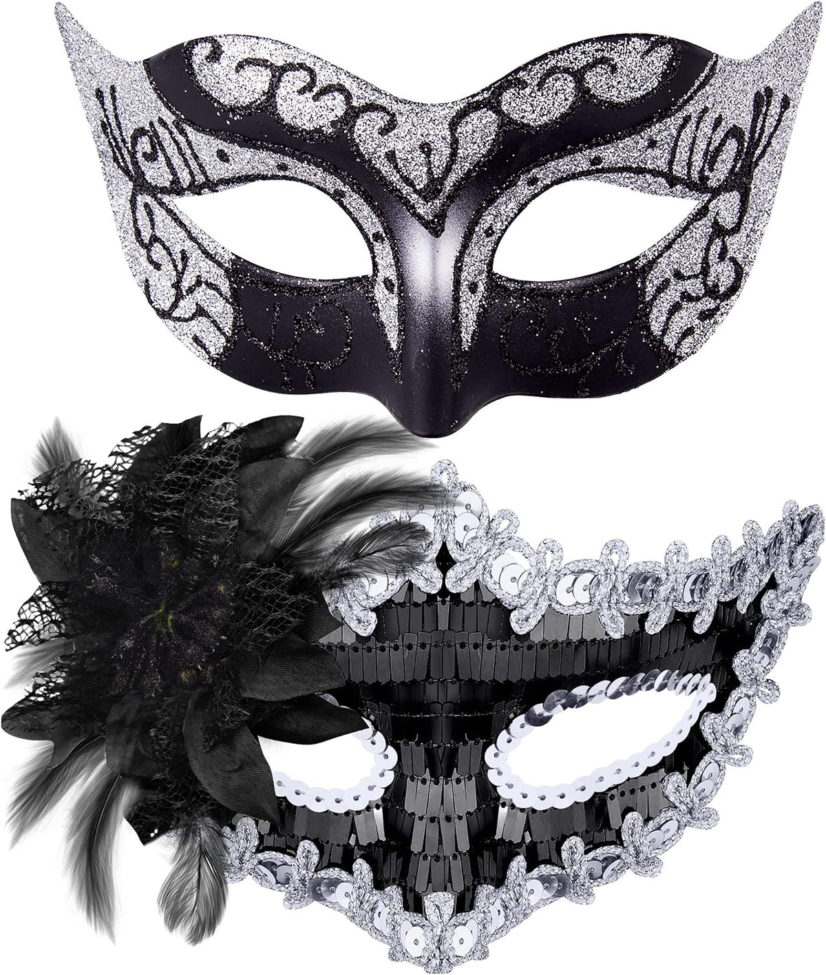 SIQUK Couple Masquerade Masks Set Venetian Party Mask Costume Mask