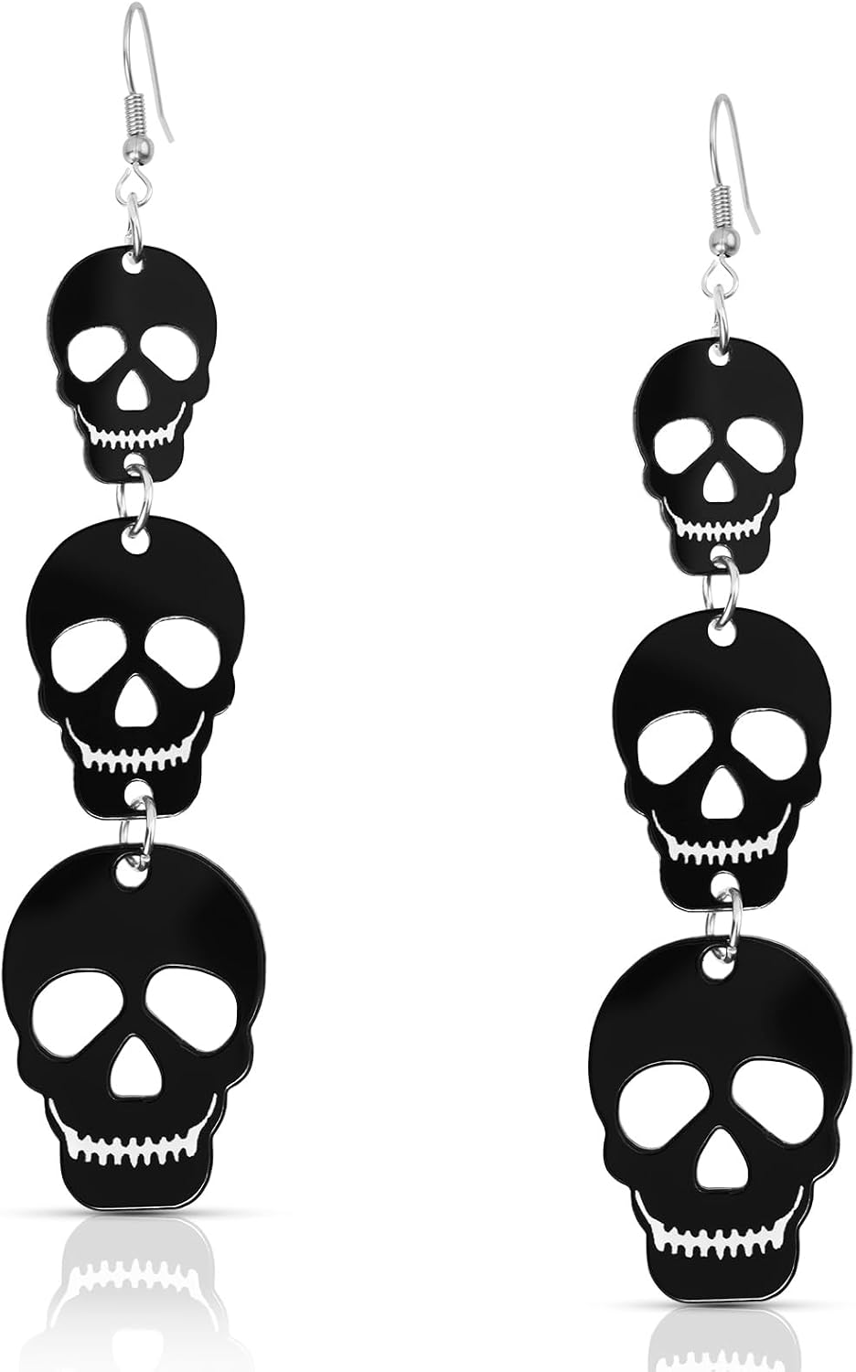 Halloween Skull Bat Dangle Drop Earrings for Women Secondary image