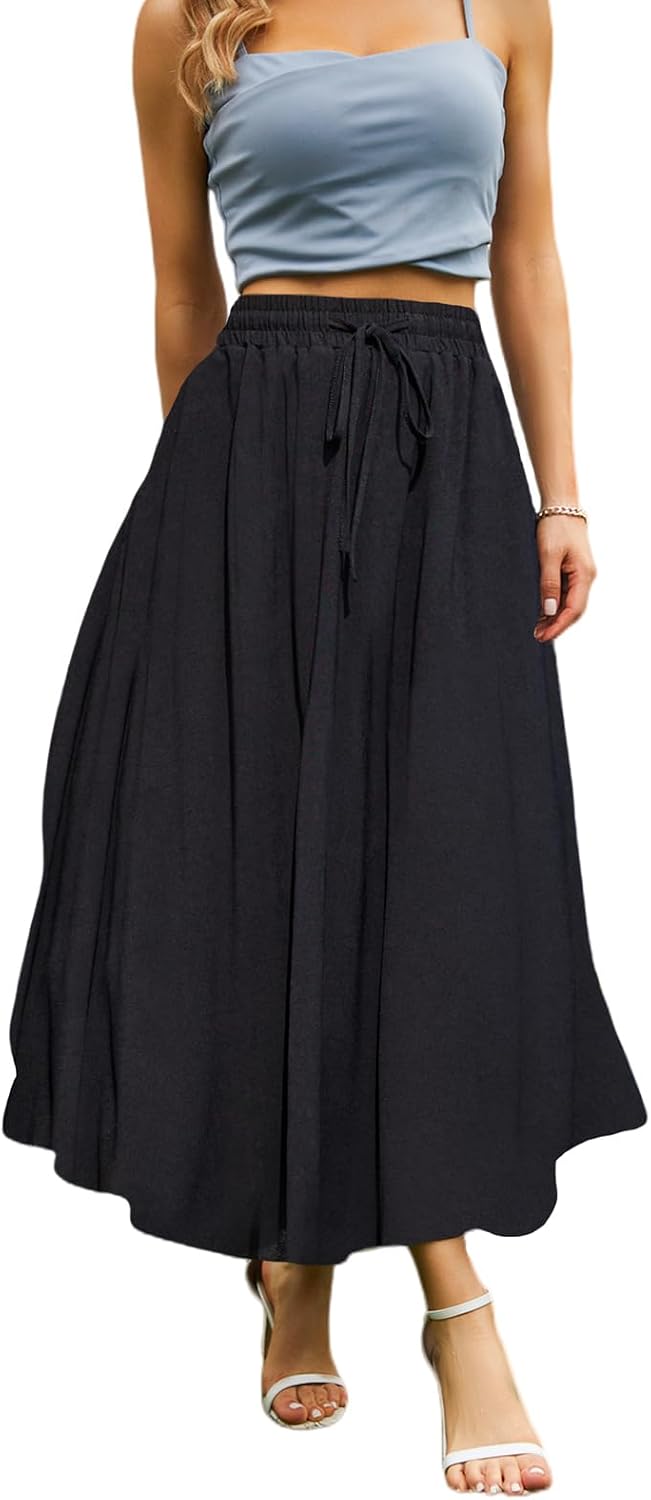 Maxi Skirts for Women with Pockets Long Midi Length