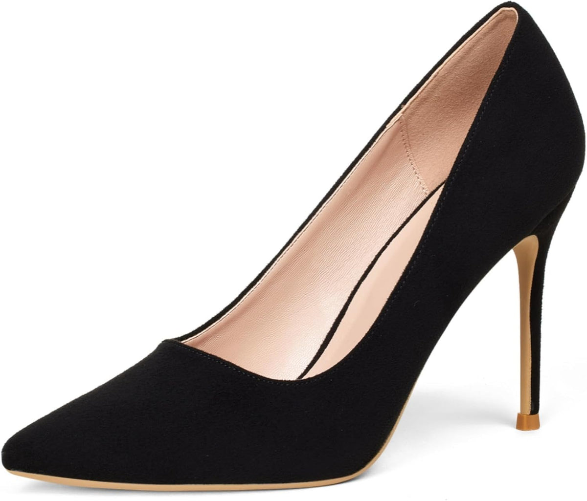 GENSHUO Women's Closed Toe Stiletto High Heels Dress 4 Inch Heeled Pointed Toe Party Homecoming Wedding Pump Shoes