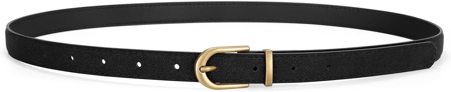 Jasgood Womens Skinny Leather Belt Ladies Thin Faux Leather Belt With