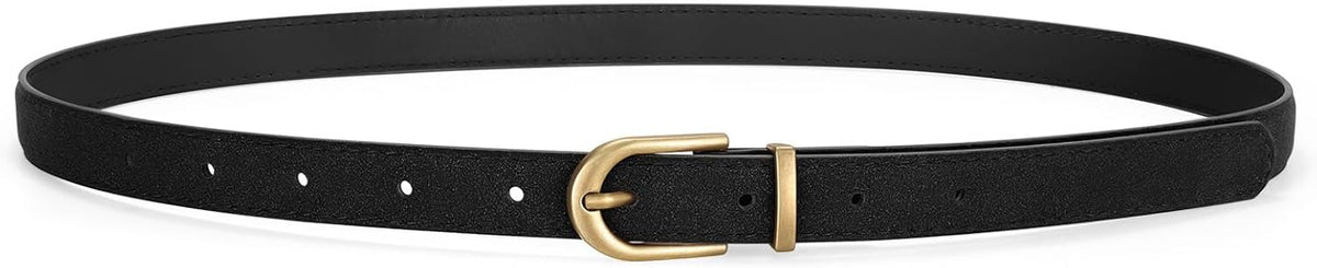 Womens Skinny Leather Belt Ladies Thin Faux Leather Belt With