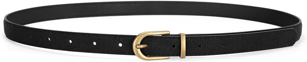 Womens Skinny Leather Belt Ladies Thin Faux Leather Belt With
