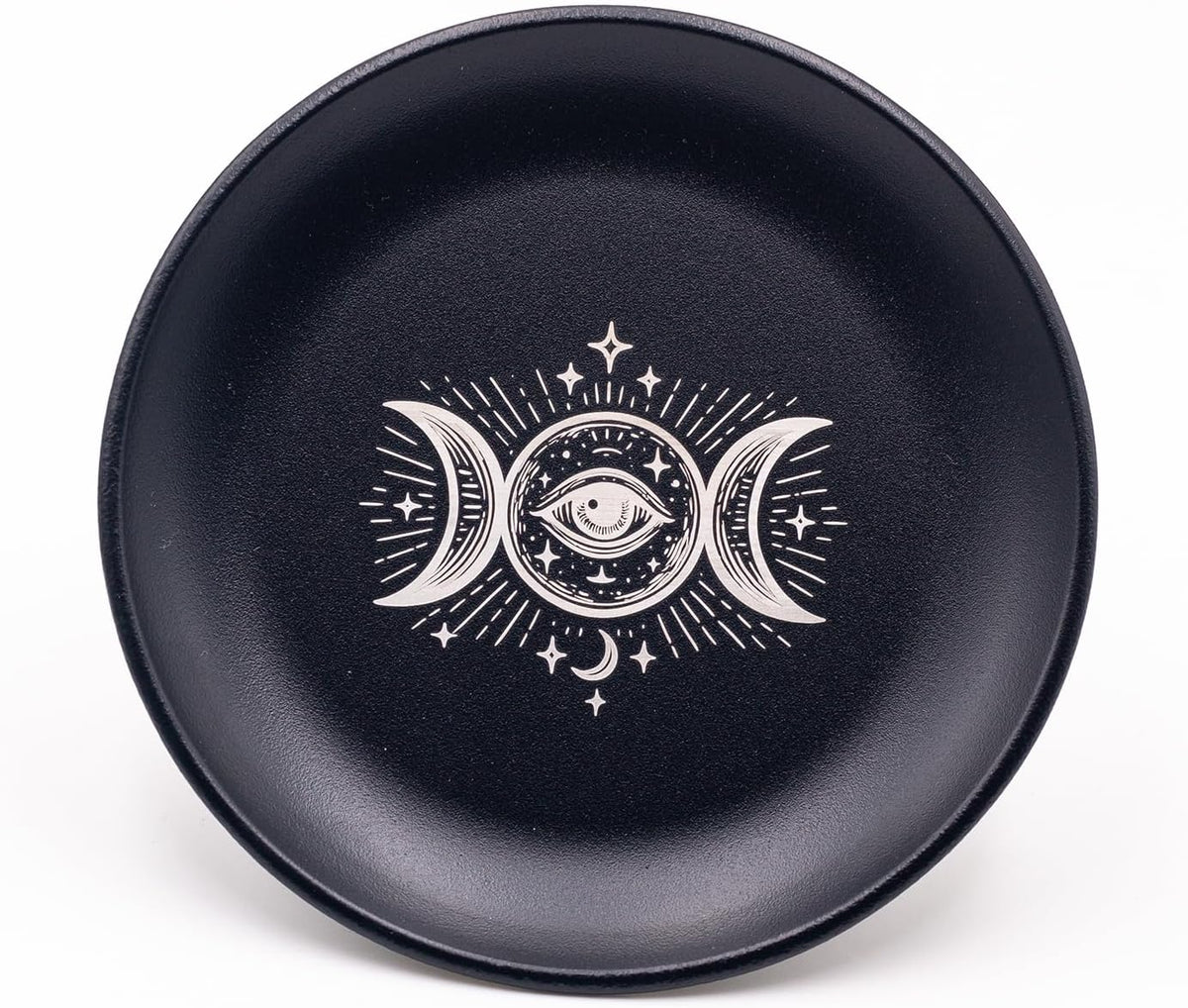 Offering Bowl Prayer Ritual Plate Great for Wicca, Altar use, Ritual use, Incense Burner, smudging Bowl, Decoration (Golden Triple Moon)